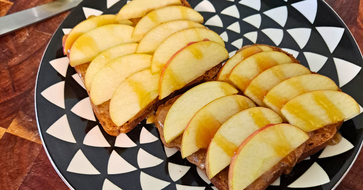 Toast with Almond Butter, Apple Slices and Honey